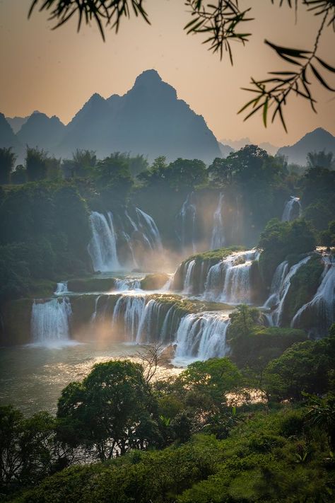 Detian Falls, China / Image by Sergey Semenov from airpano.com Water Forest Park China, China Landscape Photography, China Nature Aesthetic, Rural China Aesthetic, China Waterfall, Chinese Waterfall, China Forest, Chinese Nature, China Scenery