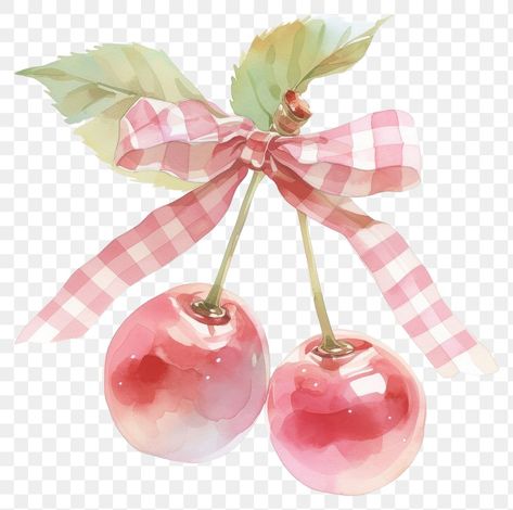 Png Coquette, Pink Elements, Cherry Png, Cute Png Aesthetic, Fashion Png, Aesthetic Png, Cherry Illustration, Cherries Aesthetic, Cherry Images