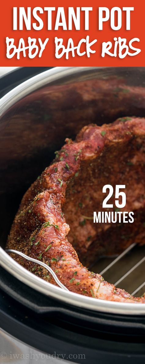 SUPER EASY Instant Pot Baby Back Pork Ribs! These things are falling off the bone in just 25 minutes! Instant Pot Baby Back Ribs, Instant Pot Ribs Recipe, Baby Back Pork Ribs, Pot Recipes Easy, Instant Pot Pork, Ribs Recipe, Back Ribs, Instant Pot Recipes Chicken, Baby Back Ribs