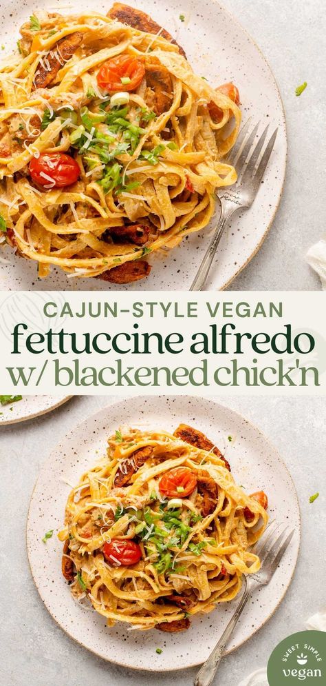 Athlete Recipes, Vegan Fettuccine Alfredo, Vegan Cajun, Vegan Athlete, Pastas Recipes, Soy Curls, Cajun Pasta, Vegan Chicken, Eating Better