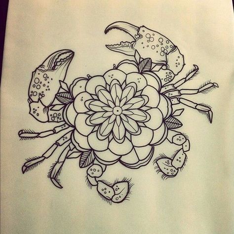 Mandala like this. by drewshallis (Drew Shallis) Mandala Arm Tattoo, Tattoo Pretty, Crab Tattoo, Petit Tattoo, Sea Tattoo, Muster Tattoos, Theme Tattoo, Zodiac Tattoos, Geniale Tattoos