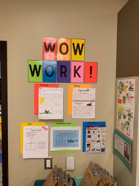 Bulletin Board Student Work Display, Students Work Display Ideas, Display Students Work In Hallway, Form Class Display Board, Wow Work Bulletin Board, Wow Work Display, Student Work Display Ideas, Working Wall Display Ks1, Elements Of A Successful Student Bulletin Board