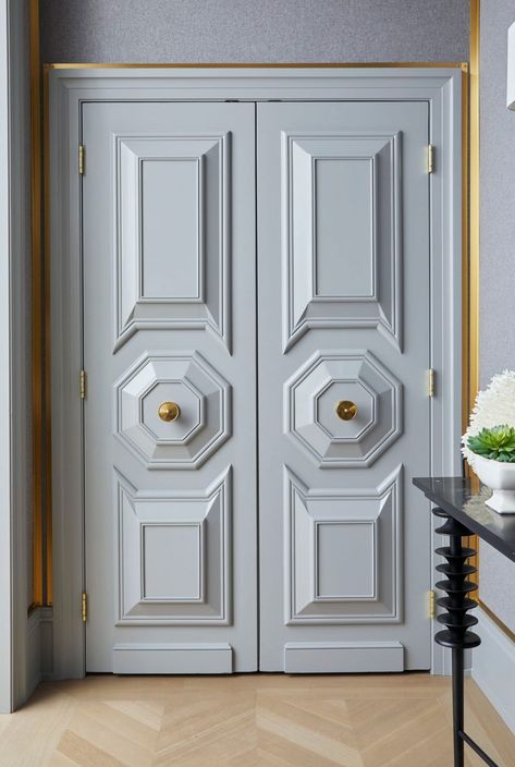 Deco Inspired - Brynn Olson Design Group Transitional Entry, Terrazzo Marble, Marble Fireplace Surround, Group Crafts, Brass Interior, Vintage Doors, Door Inspiration, Door Design Interior, Antique Doors