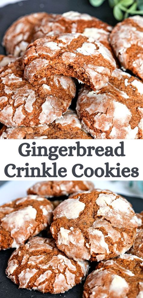 Easy Gingerbread Crinkle Cookies Gingerbread Desserts, Gingerbread Crinkle Cookies, Easy Gingerbread Cookie Recipe, Recipe For Gingerbread, Easy Gingerbread Cookies, Crinkle Cookies Recipe, Monster Cookie, Christmas Baking Recipes, Cake Mug