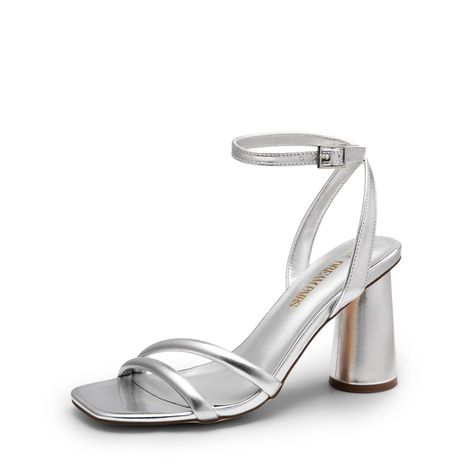 PRICES MAY VARY. Elegant Strappy Design: Enhance your look with these women’s sandals designed with slender strap detailing crafted for elegance. Comfortable Wear: Utilizing padding in the strap these heels for women offer a comfortable fit, ensuring ease of wear throughout the day. Supportive Insole: These women’s heels feature a 4mm thick latex insole, adeptly supporting your foot for enhanced comfort. 3.46-Inch Heel: Designed with a chunky cylindrical heel, these high-heels for women elongate Silver Homecoming Shoes, Heels For Hoco, Navy Quince, Vegas Shoes, Hoco Heels, Sliver Heels, Homecoming Heels, Wedding Sandals Heels, Round Heels