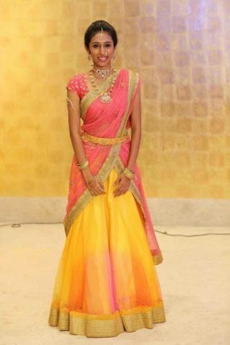 Haldi Outfit Ideas, Haldi Outfit, Lehenga Saree Design, Half Saree Lehenga, Yellow Lehenga, Half Sarees, Lehnga Dress, Saree Lehenga, Half Saree Designs