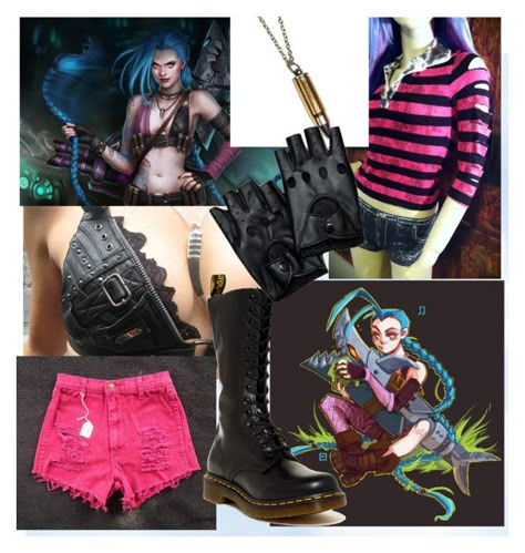 "Jinx inspired outfit/LoL" by the-lionesse ❤ liked on Polyvore featuring Hannah Makes Things and Dr. Martens Jinx Arcane Outfit Inspired, Jinx Style Clothes, Jinx Outfit Ideas, Arcane Inspired Outfits, Jinx Inspired Outfit, Arcane Outfits, Jinx Outfit, Jinx Aesthetic, Jinx Cosplay