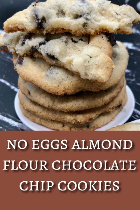 Cookies Without Baking Soda, High Fibre Desserts, Egg Free Chocolate Chip Cookies, Almond Flour Desserts, Almond Flour Chocolate Chip, Almond Flour Chocolate Chip Cookies, Tasty Chocolate Chip Cookies, Make Almond Flour, Eggless Cookie Dough