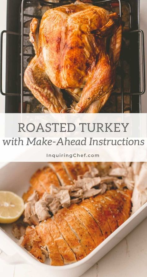 Don’t want to worry about roasting a whole turkey on the holiday? Whole turkey or turkey breast can be roasted and carved ahead and reheats beautifully with these easy instructions. No one will ever know you didn’t roast it right before serving! Brined Turkey Breast, Cajun Turkey, Turkey Fryer, Roast Turkey Recipes, Turkey Brine, Tender Meat, Brine Recipe, Turkey Breast Recipe, Roasted Onions