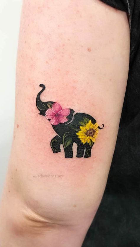 Little Elephant Tattoos, Elephant Tattoo Meaning, Animal Tattoos For Women, Cover Up Tattoos For Women, Flores Tattoo, Animal Tattoo Ideas, Elephant Tattoo Design, Forearm Tattoo Women, Elephant Tattoo