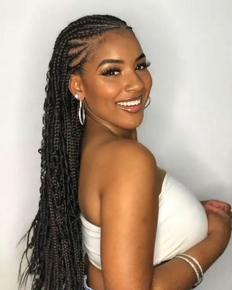 Bohemian Braids: Everything to Know About this Hairstyle Goddess Braids Hairstyles, African Hair Braiding Styles, Braided Cornrow Hairstyles, Box Braids Hairstyles For Black Women, Braids Hairstyles Pictures, Cute Box Braids Hairstyles, Protective Hairstyles Braids, Box Braids Styling, Girls Hairstyles Braids