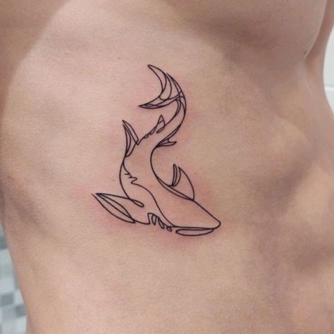 Shark Outline Tattoo, Shark Outline, Rib Tattoos For Women, Sagittarius Tattoo, Beginner Tattoos, Outline Tattoo, Shark Tattoo, Sharpie Tattoos, Ocean Tattoos