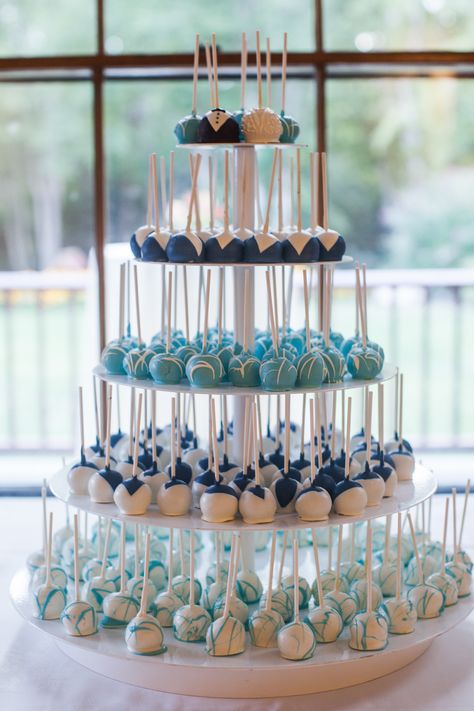 www.thecasualgourmet.com; photo by www.organicphotography.org; #capecodbeachwedding @HighfieldHall Fun Cake Pops, Baby Blue Weddings, Decoration Patisserie, Cheese Roll, Idee Babyshower, Wedding Cake Pops, Wedding Game, 귀여운 음식 그림, Blue Themed Wedding