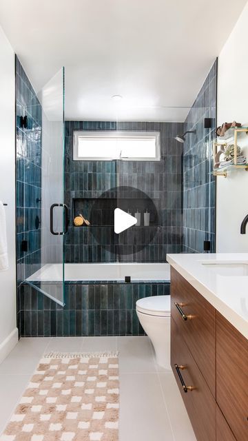 Blythe Interiors | Studio · Showroom · Shop on Instagram: "Design tip📌: Elevate the look of an alcove bathtub by using a drop-in tub and tiling the entire surround!  ⁠ We designed this bathroom for our client’s young son so a bathtub was a must! By carrying the beautiful, rich blue shower tile around to the front of the tub, we created a fun statement and bold pop of color while elevating the overall feel. ✨💫💙  PS. We’ve used this ultra glossy, Italian subway tile in a few projects and it’s ALWAYS a showstopper🤩. Stop by our Showroom to check it out in person as well as our huge collection of other remodel materials including cabinetry, counters, flooring, wallpaper and so much more!   #interiordesigntips #showertile #subwaytile #blytheinteriors #showerinspo #showerdesign #bathroomremo Drop In Tub Surround, Daltile Remedy, Bathtub Tile Surround, Blue Shower Tile, Tile Tub Surround, Blue Bathroom Tile, Drop In Tub, Drop In Bathtub, Bathtub Tile