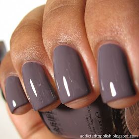 Barielle Me Couture Collection for Fall/Winter 2014 Nail Ideas Solid Colors Winter, Mauve Grey Nails, Bluish Grey Nails, Fall Gray Nails, Solid Nail Color Ideas Winter, Grey Purple Nails, Fall Dipped Nails, January Nail Colors Winter, Late Winter Nails