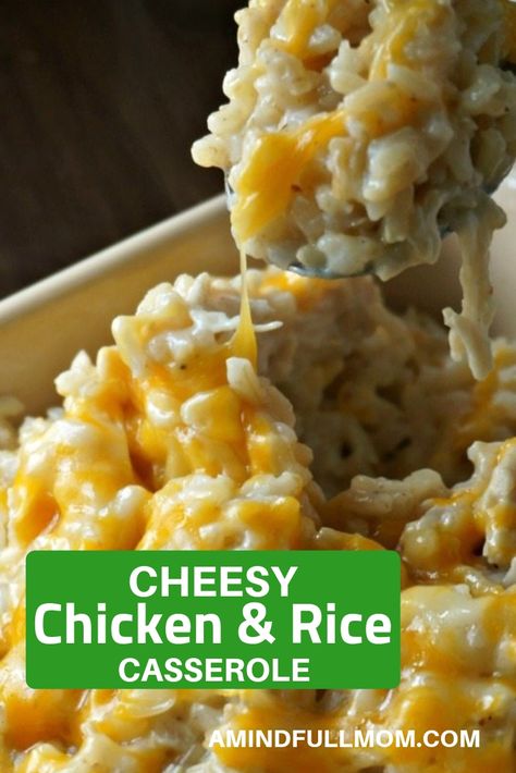 Cheesy Chicken Rice Casserole, Cheesy Chicken And Rice Casserole, Creamy Cheesy Chicken, Cheesy Chicken And Rice, Easy Skillet Dinner, Cheesy Chicken Rice, Skillet Dinner Recipes, Creamy Chicken And Rice, Chicken And Rice Casserole