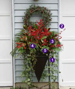 Porch container Winter Pots, Winter Containers, Winter Container Gardening, Gardening Magazine, Winter Planters, Christmas Outdoors, Christmas Urns, Painted Windows, Fine Gardening Magazine