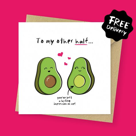 Birthday Card For Fiance, Birthday Card For Husband Homemade, Avocado Valentines, Avocado Card, Anniversary Card For Boyfriend, Anniversary Cards For Boyfriend, Card For Boyfriend, Husband Birthday Card, Card Anniversary