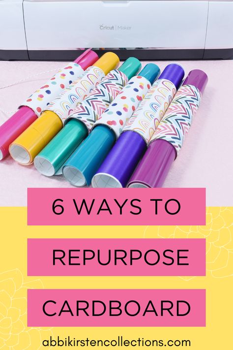 If you have tons of leftover cardboard tubes in your craft room like me then you will love these six brilliant cardboard tube crafts! I’ve seen so many crafters ask for ideas to repurpose their cardboard tubes leftover from empty craft vinyl rolls – some of you have bins full of them (guilty as charged). Today I am sharing my ideas to recycle the tubes into something fabulous! | Abbi Kirsten Collections #papercrafts #cricut #svg Cardboard Tube Crafts, Tube Crafts, Quick Projects, Christmas Candy Gifts, Hair Bow Organizer, Hair Accessories Holder, Craft Shed, Cardboard Rolls, Bow Organizer