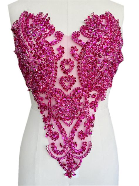 PRICES MAY VARY. Size:33*45cm The size of picture model:12# No glue on the back,please sew on dress or hot glued on dress Sewing Shinning rhinestones and beads sequins on lace trim applique Couture Beading, Lyrical Costumes, Bodice Pattern, Pink Out, Rhinestone Appliques, Beaded Applique, Decoration Accessories, Dress Sewing, Sewing Trim