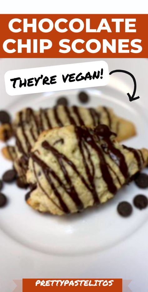 vegan chocolate chip scones Vegan Scones Recipe Easy, Scones Chocolate Chip, Scones Chocolate, Chocolate Chip Scones Recipe, Flaky Scones, Sweet Puff Pastry, Brunch Pastries, Chocolate Chip Scones, Pastry Dishes