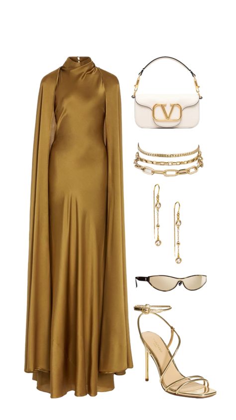 #gold #goldaesthetic #classy #modestfashion #eveninggown Gold Royal Dress, Gold Gowns Elegant, Gold Gowns Elegant Classy, Royal Outfits Classy, Gold Gowns, Gowns Elegant, Elegant Outfit Classy, Muslim Women Fashion, Women Dresses Classy