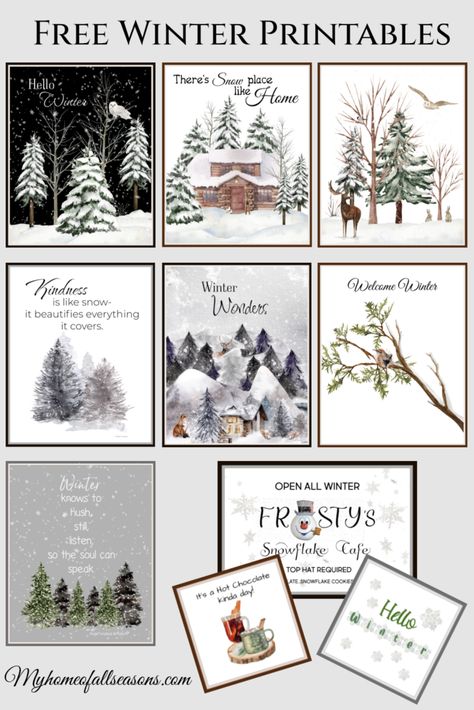 Printable Wall Art Winter, Winter Cricut Ideas, Snow Printables Free, Free Vintage Winter Printables, January Free Printables, Free Christmas Pictures, Winter Prints Art, Christmas Prints Free Wall Art, Free Winter Printables Decor