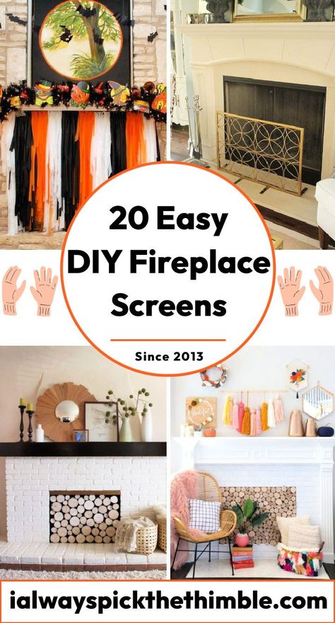 20 DIY Fireplace Screen Ideas: How To Make a Fireplace Cover Faux Wood Log Fireplace Screen, Covering Up Fireplace Ideas, Fire Screen Ideas, How To Cover A Fireplace Opening, Fireplace Opening Cover Ideas, Fireplace Cover Up Ideas Diy, Diy Fireplace Cover Ideas, Fireplace Covers Screen, Chimney Covering Ideas