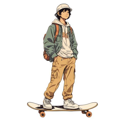 Skate Life - Anime skateboarder on Threadless Skateboard Art Reference, Person Riding Skateboard Reference, Person On Skateboard Reference, Skateboard Concept Art, Riding Skateboard Reference, Skateboard Character Design, Skateboard Refrence, Skater Reference, Skateboarding Poses