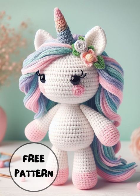 Crochet Unicorn Doll Amigurumi Always Free Amigurumi Patterns, Unicorn Crochet Patterns Free, Unicorn Amigurumi Pattern, Free Toy Crochet Patterns, Free Crochet Unicorn Pattern, Free Unicorn Crochet Pattern, Toy Crochet Patterns Free, Easter Amigurumi Free Pattern, Fun Crochet Projects Free