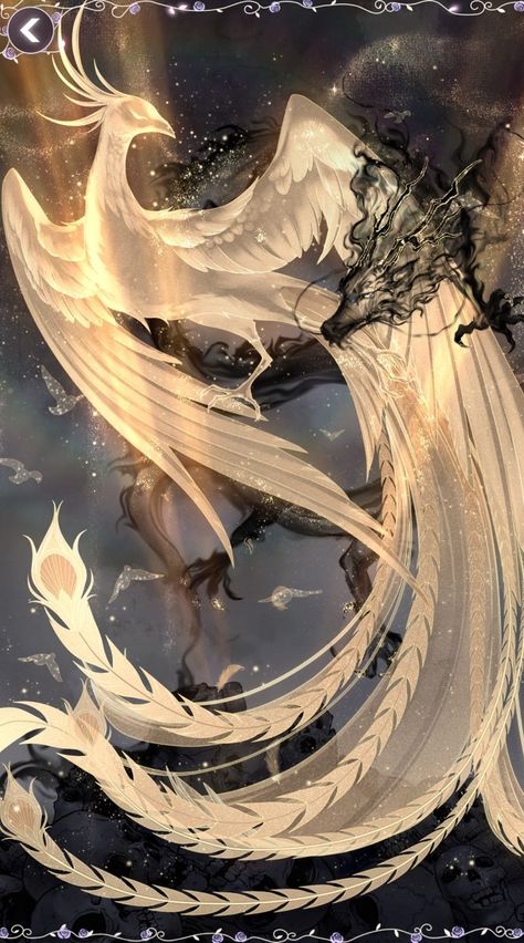 Mythical Birds Art, White Phoenix Bird, White Peacock Art, Phoenix Core Aesthetic, White Bird Aesthetic, Intertwined Dragons, Fantasy Bird Art, Flying Phoenix Tattoo, Phoenix Flying