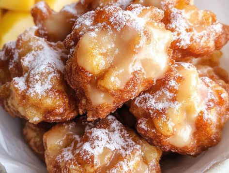 Easy Big Apple Fritters Recipe Apple Fritters With Pie Filling, Big Apple Fritters Recipe, Big Apple Fritters, Easy Apple Fritters Recipe, Apple Fritters Recipe, Lemon Ricotta Cake, Cinnamon Glaze, Apple Fritter, Fritters Recipe