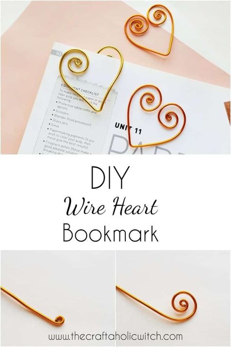 How to Make a Unique Heart Bookmark with Wire 3 Diy Wire Name Bookmark, Wire Art Bookmark, Wire Bookmarks How To Make, Wire Ornaments Diy How To Make, Diy Wire Bookmark, Wire Bookmarks Diy Tutorials, Diy Wire Art Tutorials, Things To Do With Wire, Wire Bookmarks Diy