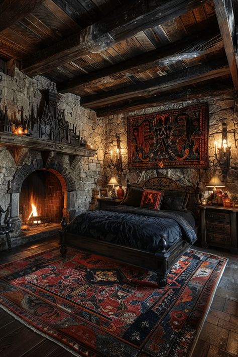 29 Enchanted Bedroom Ideas 17 Dark Academia Kitchen, Enchanted Bedroom Ideas, Dark Academia Bedroom Ideas, Enchanted Bedroom, Dark Cottagecore House, Witchy Bedroom, Academia Bedroom, Dark Academia Room Decor, Dark Home