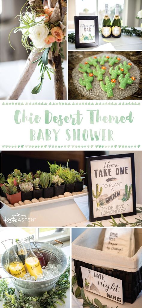 What’s sweeter than a shower that matches baby number two’s nursery? Not much when it’s a chic desert themed baby shower. With rustic desert inspired details and lots of entertainment, no detail was overlooked. | A Chic Desert Themed Baby Shower | Kate Aspen | #babyshower #babyshowerideas Southwest Baby Shower, Southwestern Baby Shower, Desert Party, Outdoor Baby Shower, Baby Shower Bbq, Coed Baby Shower, Baby Shower Table, Fiesta Baby Shower, Boho Baby Shower