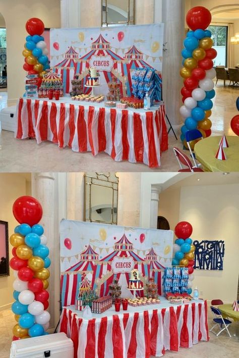 In this article, we’ve put together 13 great party ideas you can try in your home on your child’s 5th birthday. So what are you waiting for? Let’s have a look at these ideas. Carnival Birthday Balloon Arch, Circus Balloon Columns, Circus Theme Party First Birthday, Circus Party Backdrop, Carnival Birthday Backdrop, Carnival Themed Balloons, Circus Party Table Decor, Fancy Circus Theme Party, Circus Photo Backdrop