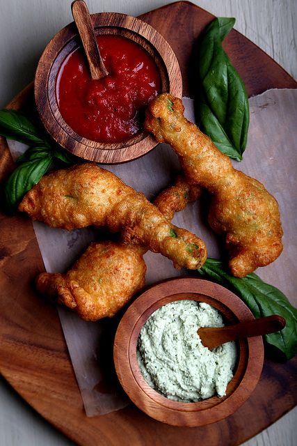 Olives for Dinner | Vegan Recipes and Photography: Cashew-Basil Stuffed and Beer-Battered Zucchini Blossoms Battered Zucchini, Snack Dips, Dinner Vegan Recipes, Meatless Food, Fried Basil, Zucchini Blossoms, Dinner Vegan, Plate Food, Vegan Party