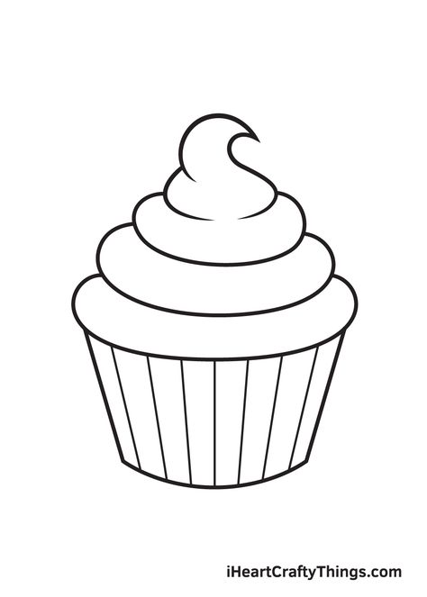 Muffin Drawing, Muffin Clipart, Draw A Cupcake, Cute Cupcake Drawing, Food Drawing Easy, Drawing Cup, Foto Kelakar, Cupcake Coloring Pages, Cupcake Drawing