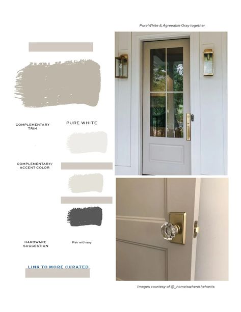 Sherwin Williams Agreeable Gray Color Palette Interior Design - Etsy Taupe Walls White Trim, Trim Thats Not White, Best Trim Color With Agreeable Gray, Agreeable Gray Sherwin Williams Trim, Sherwin Williams Ghost Pines, Paint Colors For Stairs, Agreeable Gray Doors, Timeless White Sherwin Williams, Agreeable Gray Color Scheme Living Rooms