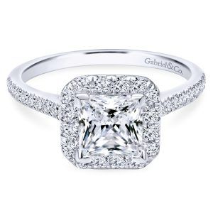 How to Choose an Engagement Ring: Helpful Tips Princess Cut Halo Engagement Ring, Engagement Rings Halo Princess Cut, Square Halo Engagement Rings, Princess Cut Halo, Wedding Rings Princess Cut, Diamond Princess, Future Engagement Rings, White Gold Diamond Engagement Ring, Princess Cut Rings