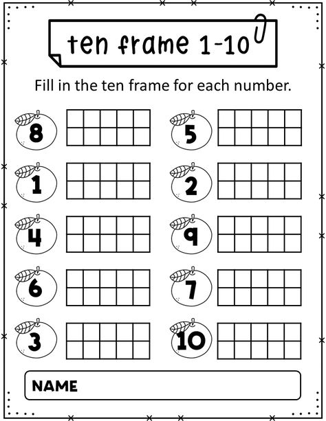 This worksheets for Kindergarten to counting to 20 with Fill in the ten frame.they will enjoy fun visuals while they practice. The worksheets include : -12 pages Fill in the ten frame for each number 1-10. -12 pages Fill in the ten frame for each number 11-20. Counting To 10 Kindergarten, Numbers 10 20 Activities, Numbers 1 10 Worksheet Preschool, Senior Kindergarten Worksheets, Counting 11-20 Worksheets, Numbers 11 20 Worksheets Preschool, Ten Frame Worksheet, 10 To 20 Worksheet, Ten Frames Printable Free