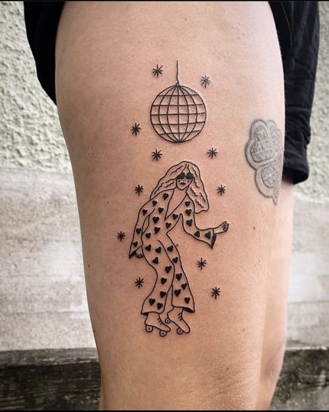 Disco Ball Tattoo, Tatuaje Studio Ghibli, Ball Tattoo, Funky Tattoos, Sharpie Tattoos, Tasteful Tattoos, Hand Poked Tattoo, Cute Little Tattoos, Hummingbird Tattoo