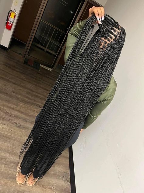 These jawns got me in my feelings 🥶 Long Knotless Box Braids Small, Ankle Length Knotless Braids, Long Knotless Box Braids With Color, Ankle Length Braids, Extra Long Knotless Braids, Small Long Knotless Braids, Small Knotless Box Braids Long, Xs Knotless Braids, Long Knotless Box Braids