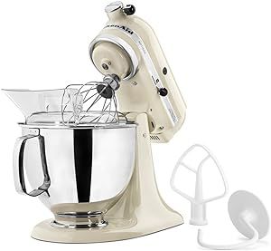 KitchenAid Artisan Series 5 Quart Tilt Head Stand Mixer with Pouring Shield KSM150PS, Almond Cream Replacing Kitchen Countertops, Diy Kitchen Countertops, Tilt Head, Kitchenaid Artisan, Countertop Appliances, New Countertops, Stainless Steel Bowls, Head Stand, Pasta Maker