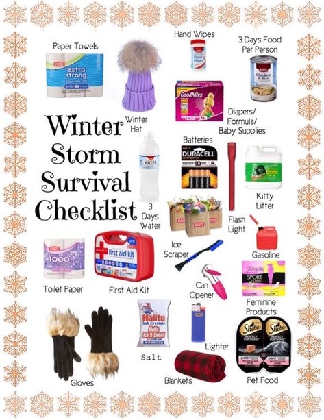 Prep For Winter Storm, Storm Preparedness Kit, Prepare For Winter Storm, Winter Preparedness Home, Survival Checklist, Winter Survival Kit, Winter Storm Preparedness, Winter Preparedness, Storm Preparedness