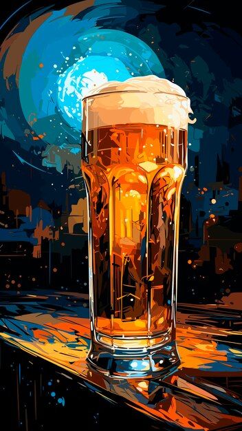 Photo a glass of beer on the background ... | Premium Photo #Freepik #photo Beer Glass Illustration, Beer Background, Glass Illustration, Glass Of Beer, City Summer, Concept Illustration, Night City, Beer Glass, Premium Photo