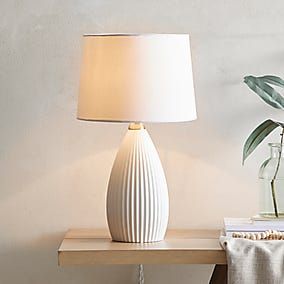 Seychelles Champagne Glass Table Lamp | Dunelm Modern Table Lamp Design, White Ceramic Lamps, Porcelain Table, Table Lamps Living Room, Modern Table Lamps, Simple Luxury, Grey Table Lamps, Decorative Table Lamps, Table Lamps For Bedroom