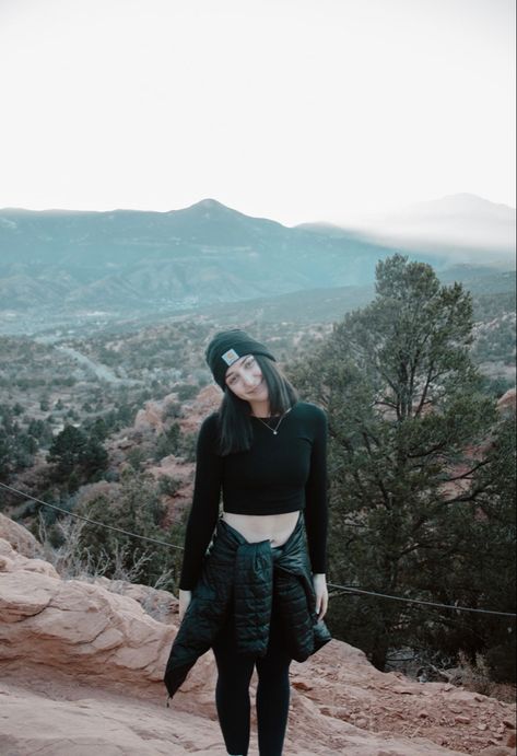 Alternative Hiking Outfit, Gothic Hiking Outfit, All Black Hiking Outfit, Goth Camping Outfit, Alt Hiking Outfit, Goth Hiking Outfit, Goth Hiking, Black Hiking Outfit, Goth Workout Clothes