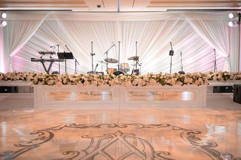 Luxury Ballroom, Band Stage, White Dance Floor, White Dance, Ballroom Wedding, Dance Floor, Large White, Ballroom, White Flowers