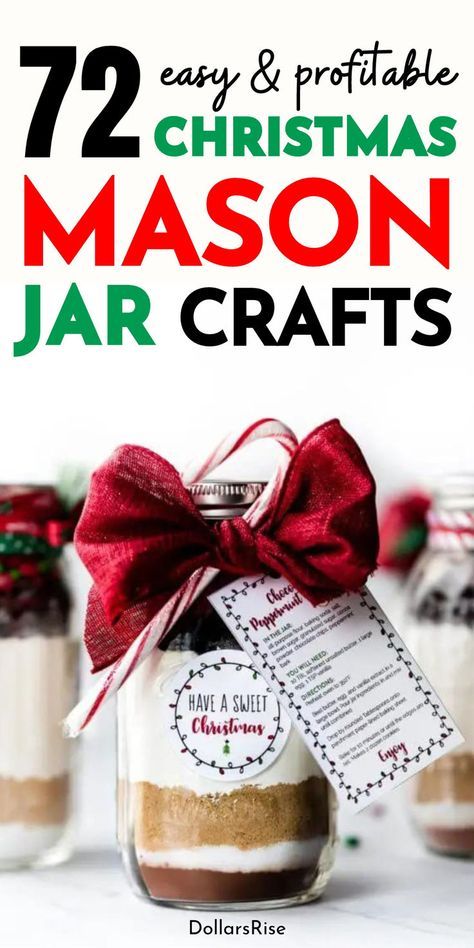 Easy and Profitable DIY Christmas Mason Jar Craft ideas. Make this festive season extra special with the perfect Christmas Mason Jar DIY. Whether you're looking for DIY projects to sell for money or unique ideas for decorating, these mason jar crafts will definitely get you into your festive vibe. Mason jars are an affordable DIY project to add a touch of cheer to your house. Christmas Crafts DIY Project, Christmas Crafts To Sell For Money, Christmas Craft Ideas, Christmas Mason Jar Craft Ideas. Holiday Mason Jar Crafts, Christmas Mason Jar Crafts, Mason Jar Gifts Recipes, Jar Food Gifts, Easy Mason Jar Crafts Diy, Mason Jar Cookies Mix, Christmas Jar Gifts, Diy Christmas Crafts To Sell, Easy Mason Jar Crafts